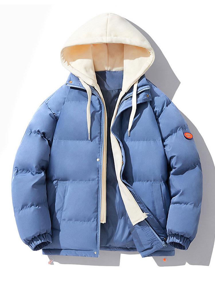 Contrast Hooded Puffer Coat