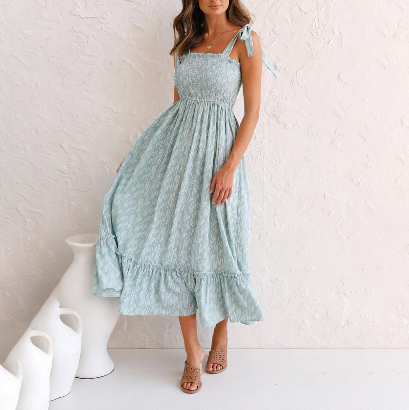 Fashion Casual Ruffled Floral Dress