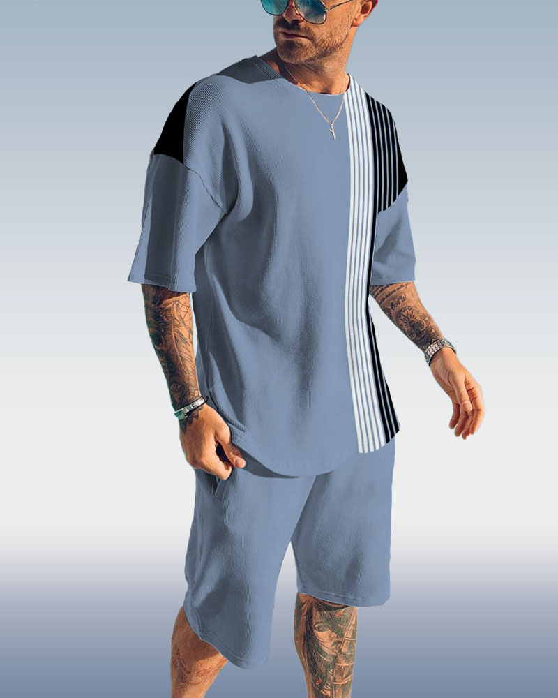 Men's Art Print Shorts Set  027