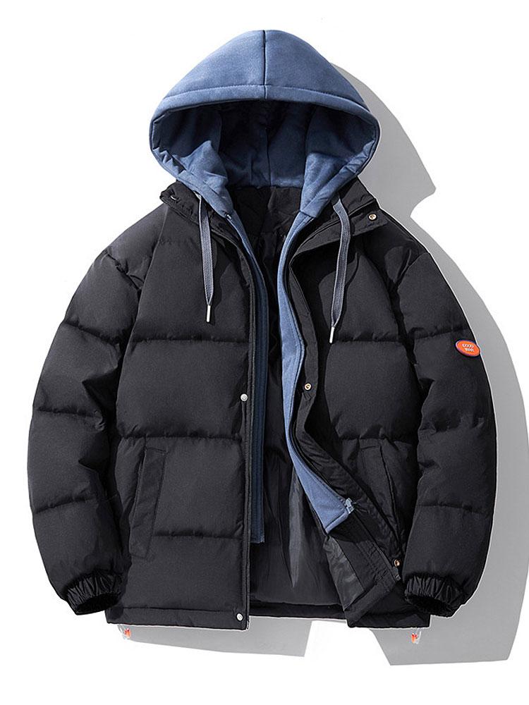 Contrast Hooded Puffer Coat